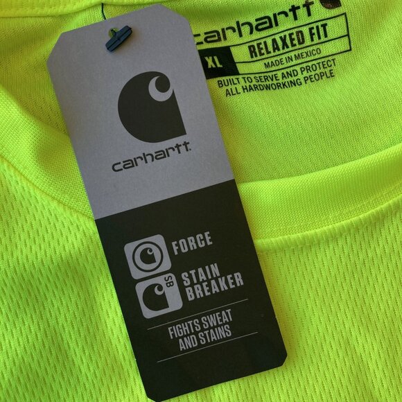 Carhartt Force Color Enhanced Long Sleeve T-Shirt Men's XL Brite Lime NWT - Picture 5 of 6
